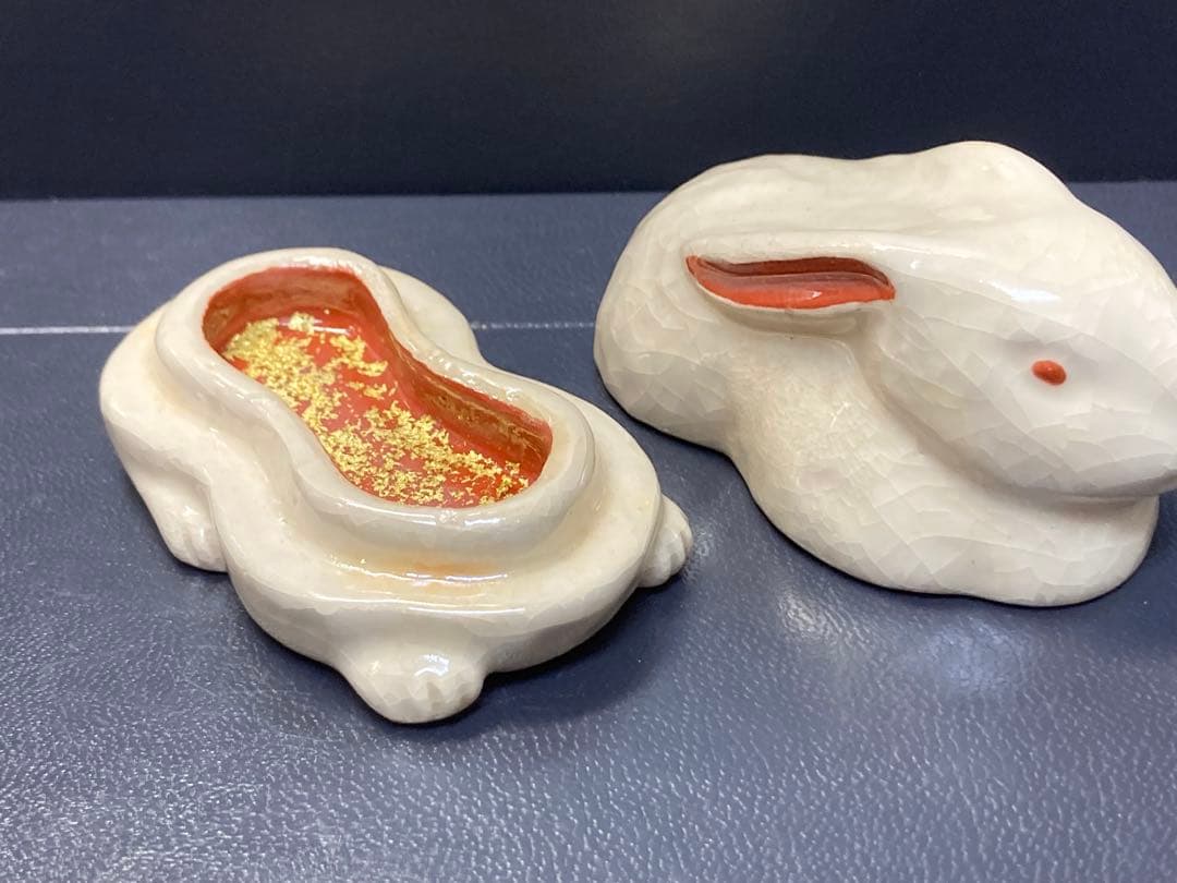 香合　うさぎ　焼き物