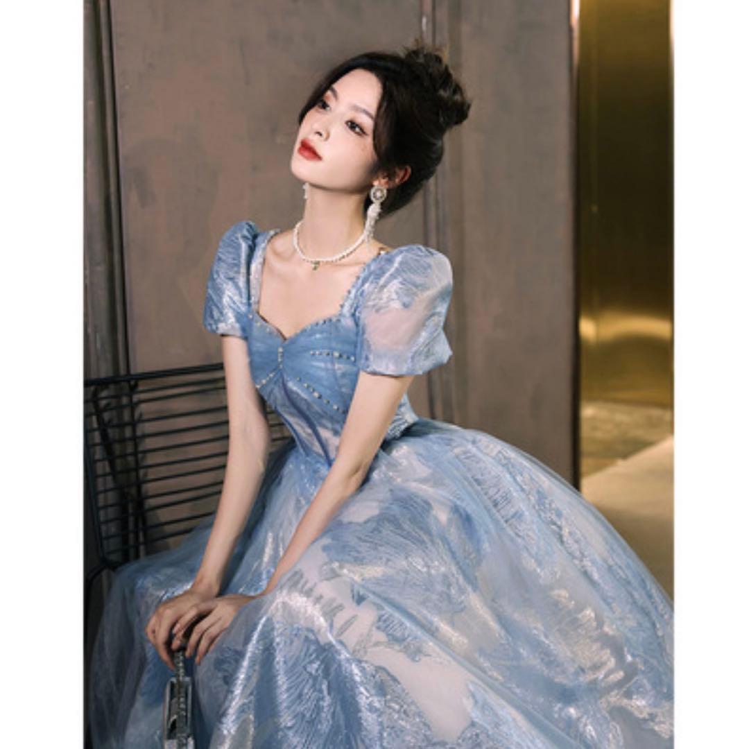 【♡】カラードレス　パーティードレス　披露宴　結婚式　二次会　ブルー　前撮り