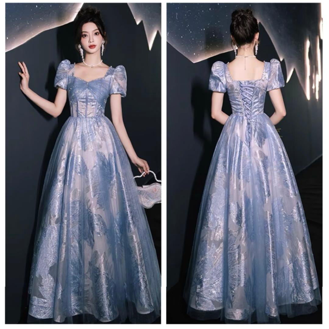 【♡】カラードレス　パーティードレス　披露宴　結婚式　二次会　ブルー　前撮り