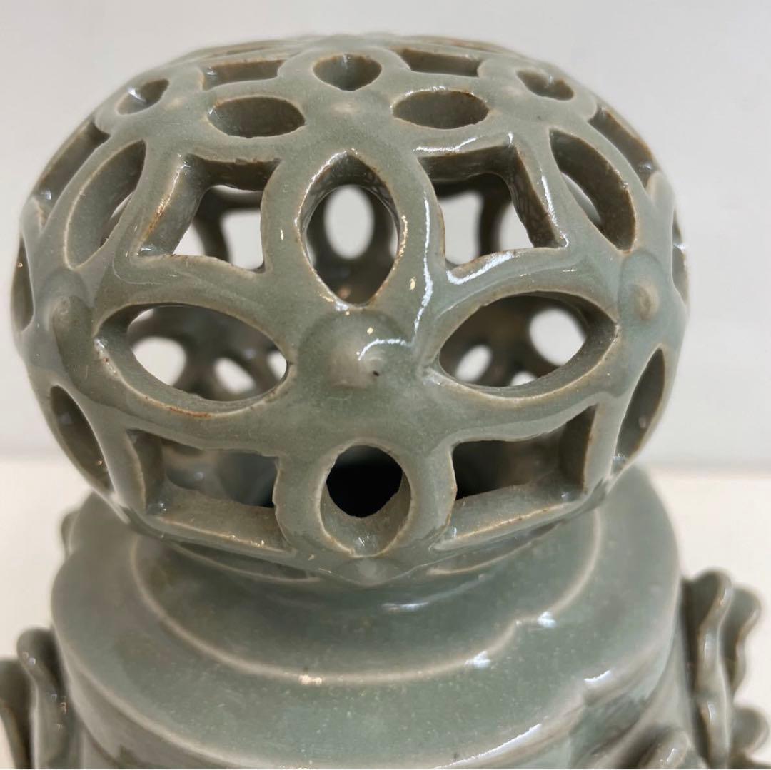 香炉 青磁 三足 中国美術 送料込み