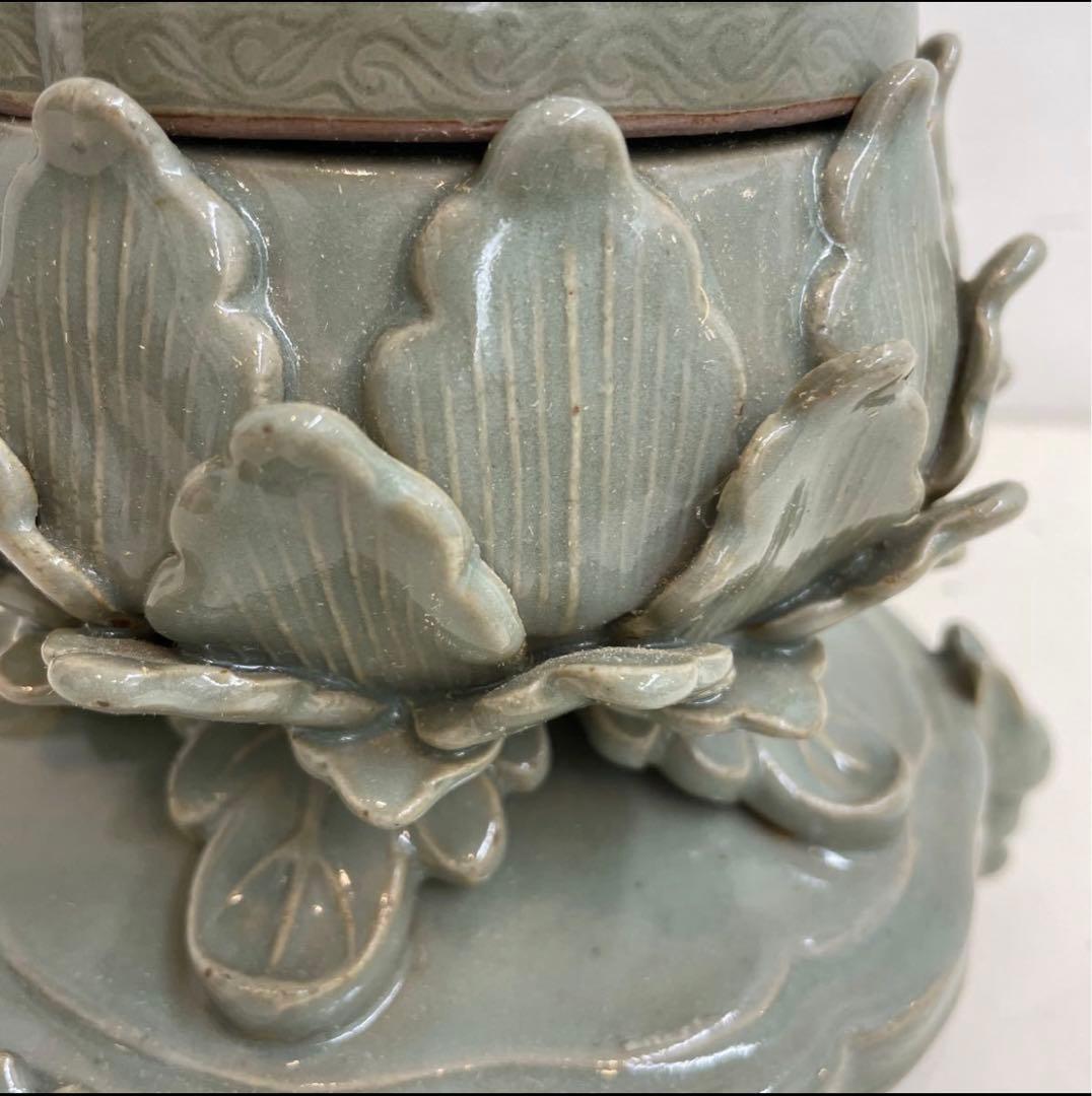 香炉 青磁 三足 中国美術 送料込み