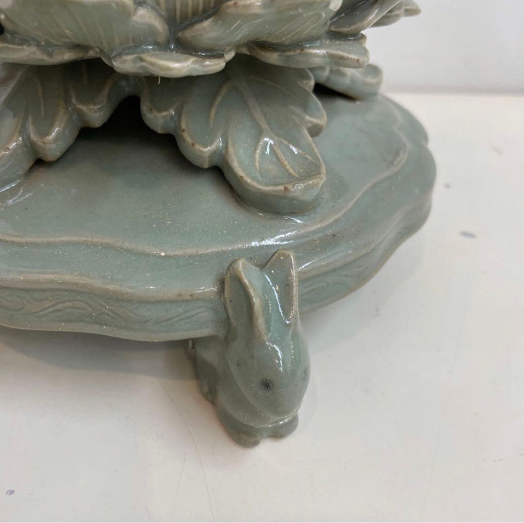 香炉 青磁 三足 中国美術 送料込み