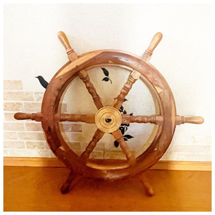 アンティーク  木製ラット  舵輪  舵