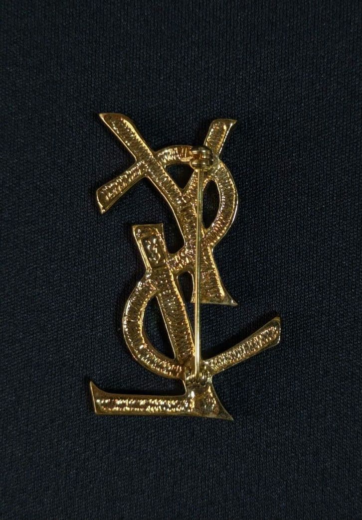 【1度のみ使用】イブサンローラン YSL ゴールド ロゴ ブローチ
