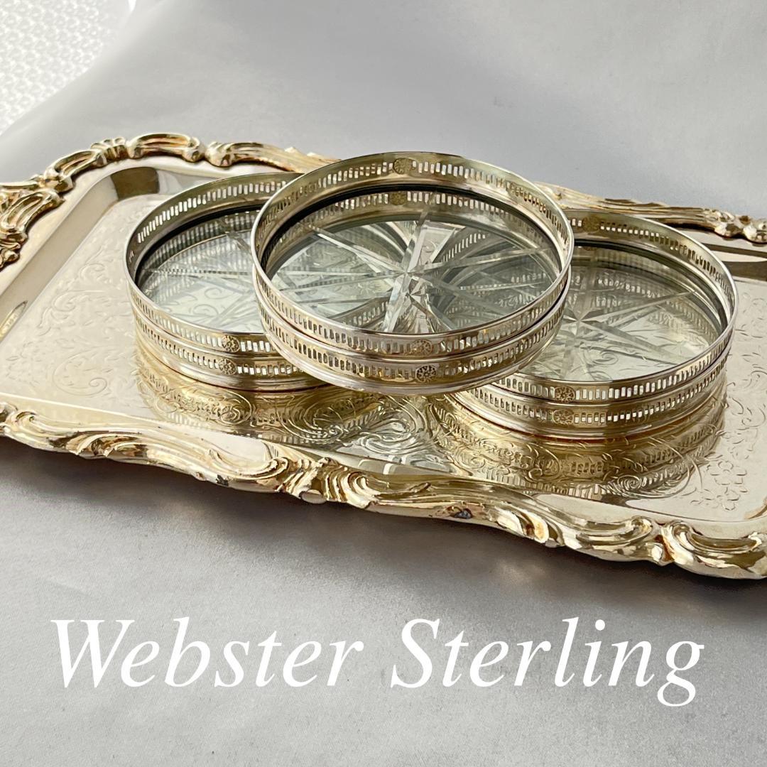 【Webster】 【純銀 / ガラス】紋章のコースター 6枚 スターリング