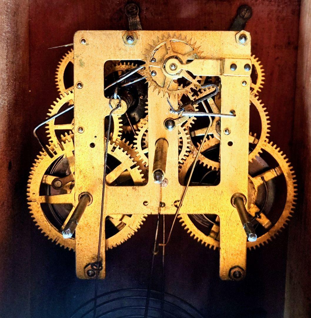 〈完動・極美品〉今津菊次郎時計　玉杢欅丸尾長ゼンマイ振り子時計　古時計