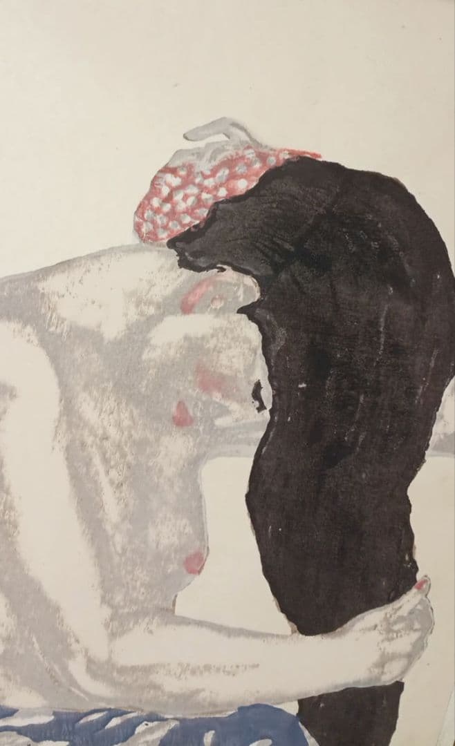 恩地孝四郎 稀木版画 拭髪、昭和5年（1930)木蘭社発行