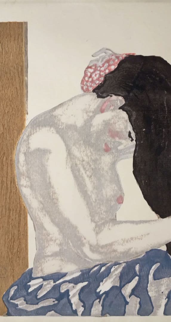 恩地孝四郎 稀木版画 拭髪、昭和5年（1930)木蘭社発行