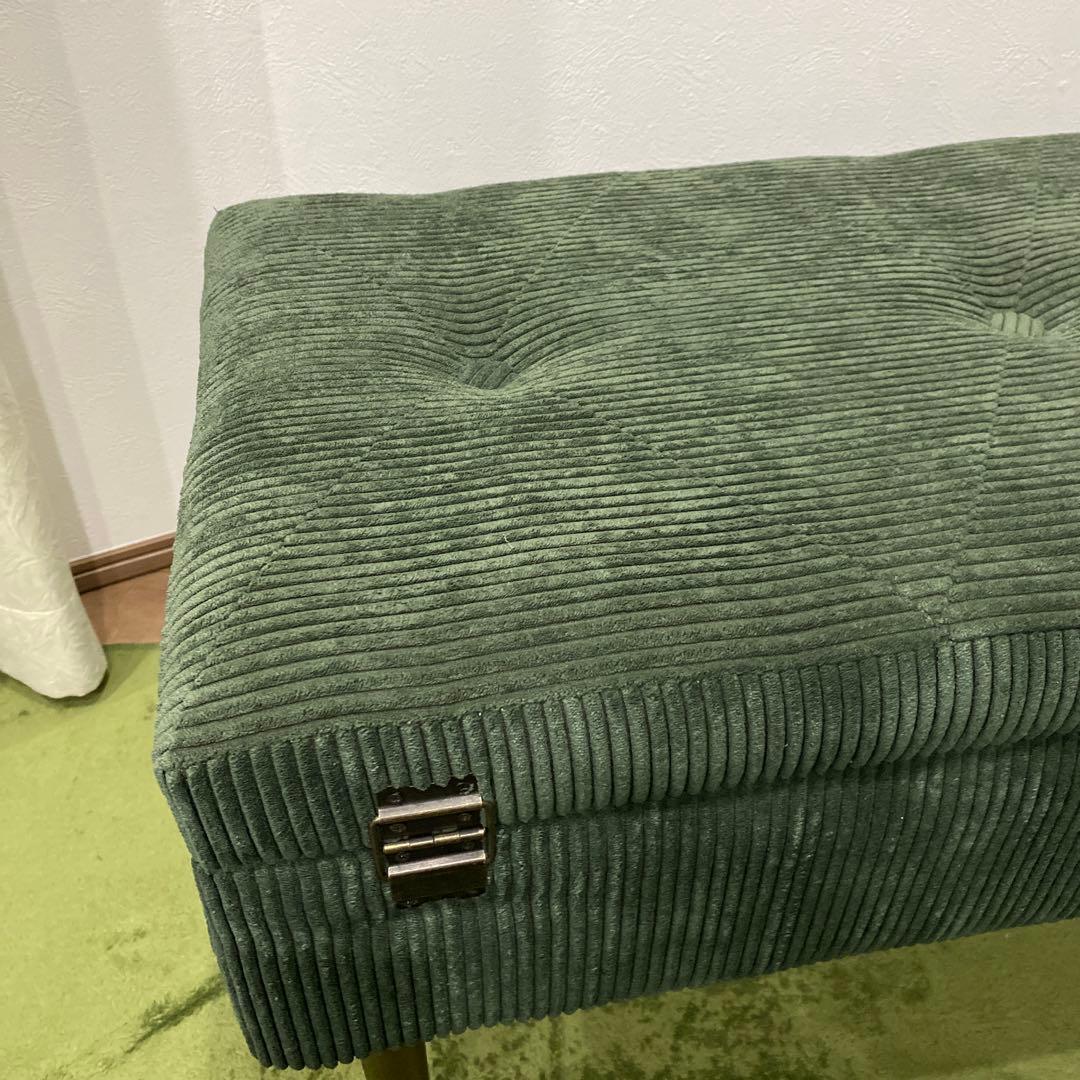 不二貿易 ベンチ トランク型 幅80cm ダークグリーン 収納 ベロア調