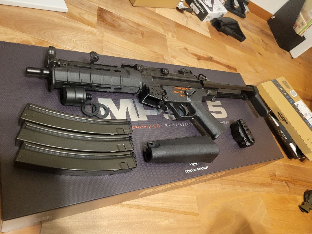 東京マルイ　MP5A5　実物マグプルカスタム　予備マグ　ストックアダプター付き