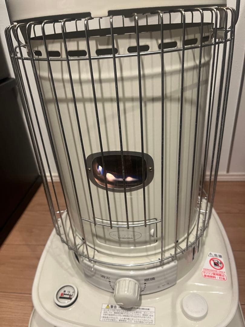 ホワイト 円筒形 ストーブ ガード付き