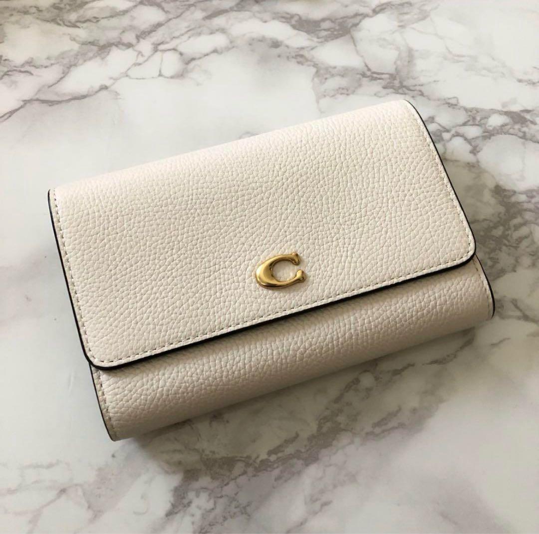 新品未使用 コーチ COACH 白 折り財布 ミディアム フラップ ウォレット