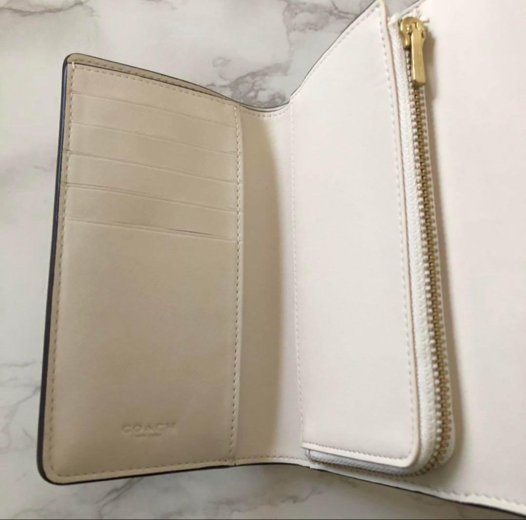 新品未使用 コーチ COACH 白 折り財布 ミディアム フラップ ウォレット