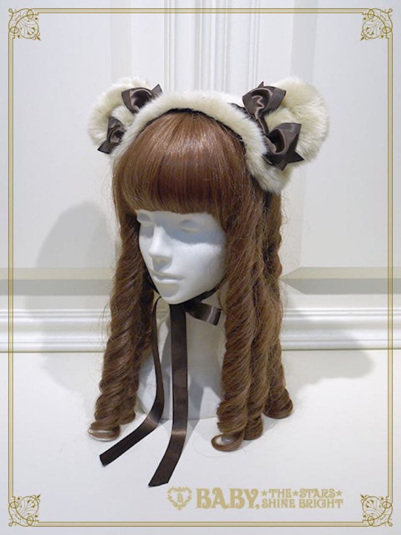 BABY くみゃちゃんファーヘッドドレス　ミルクティー　ベージュ　くまみみ