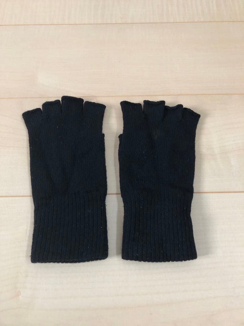 ナンバーナイン ウール 指抜きグローブ 手袋　黒