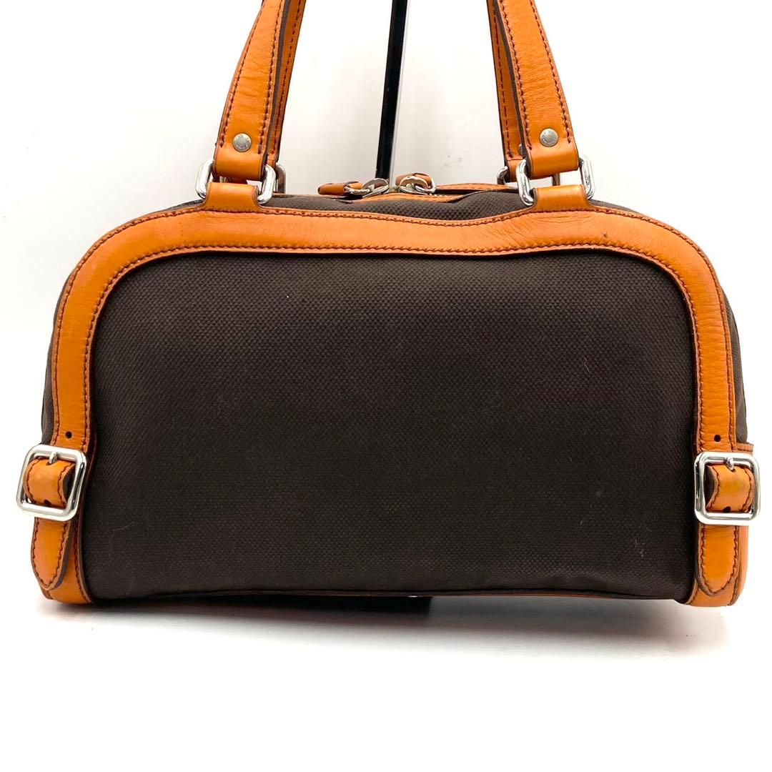 【希少】PRADA ハンドバッグ 三角ロゴプレート y2k オレンジ レザー