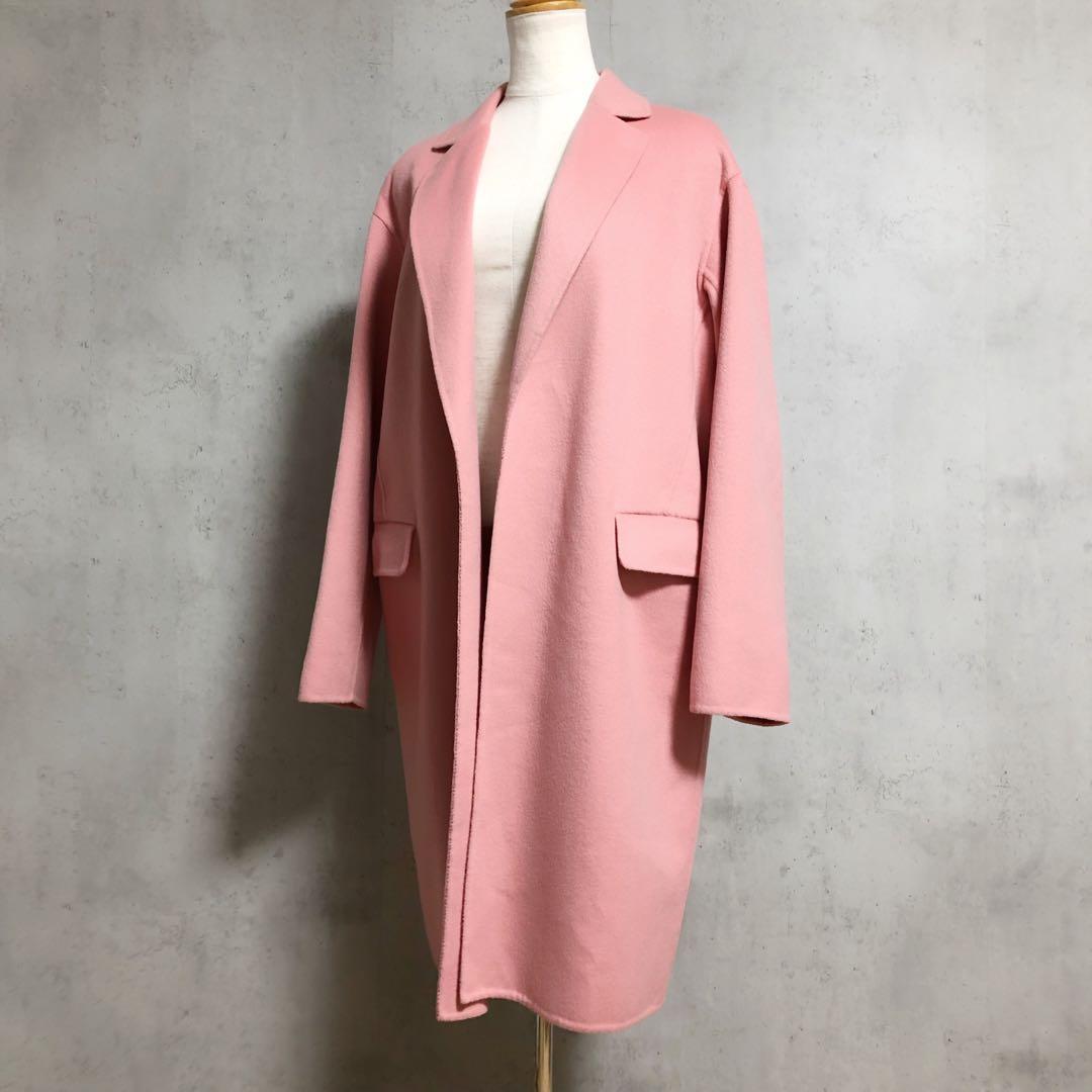 美品　CYCLAS シクラス　カシミヤ　ダブルフェイスリバーコート