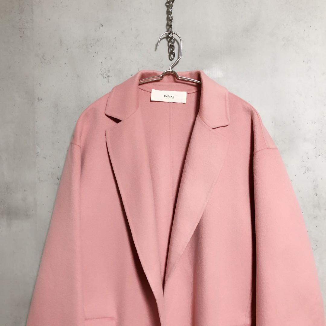 美品　CYCLAS シクラス　カシミヤ　ダブルフェイスリバーコート