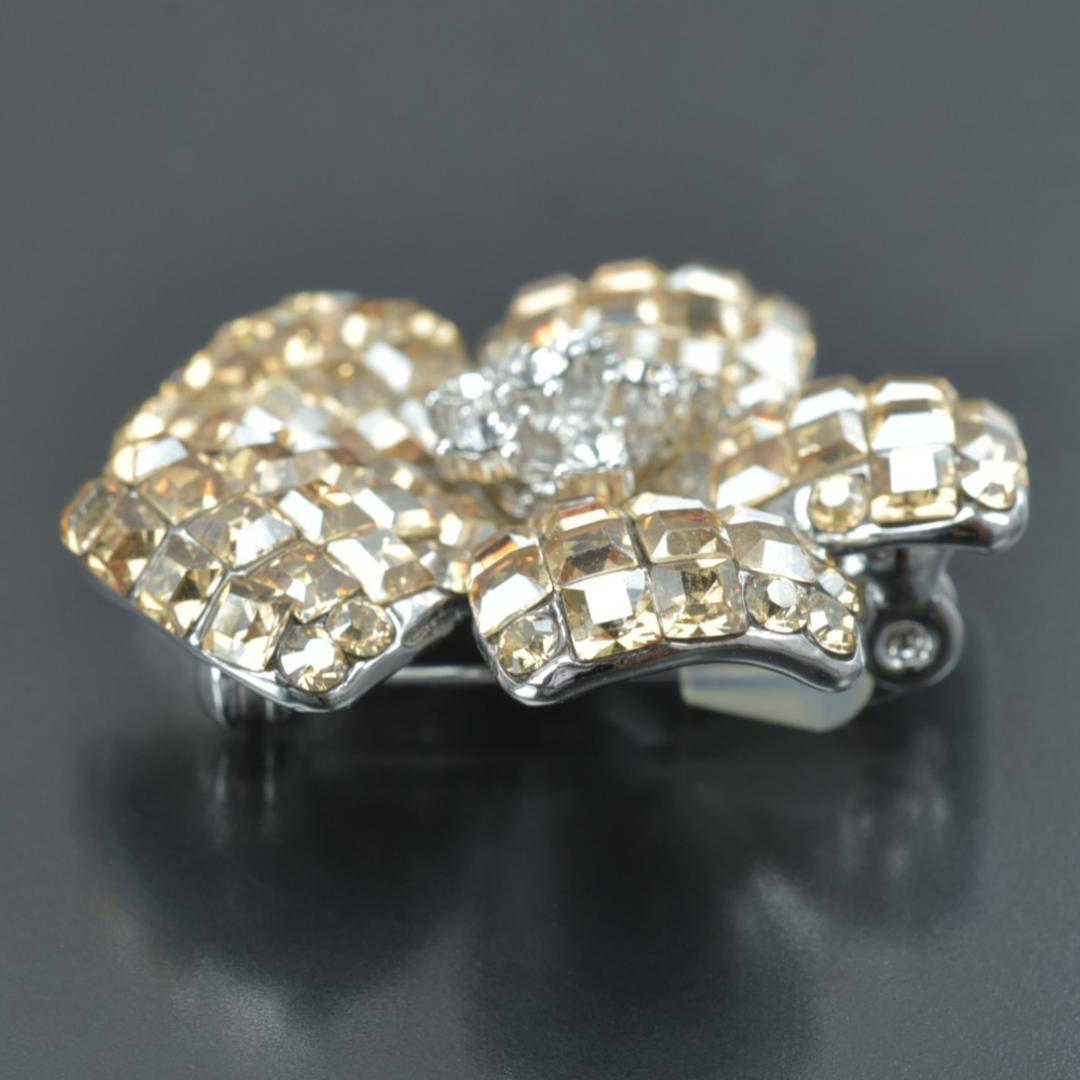 新品 FOXEY ブローチ フラワー ゴールド ラインストーン シルバー 花