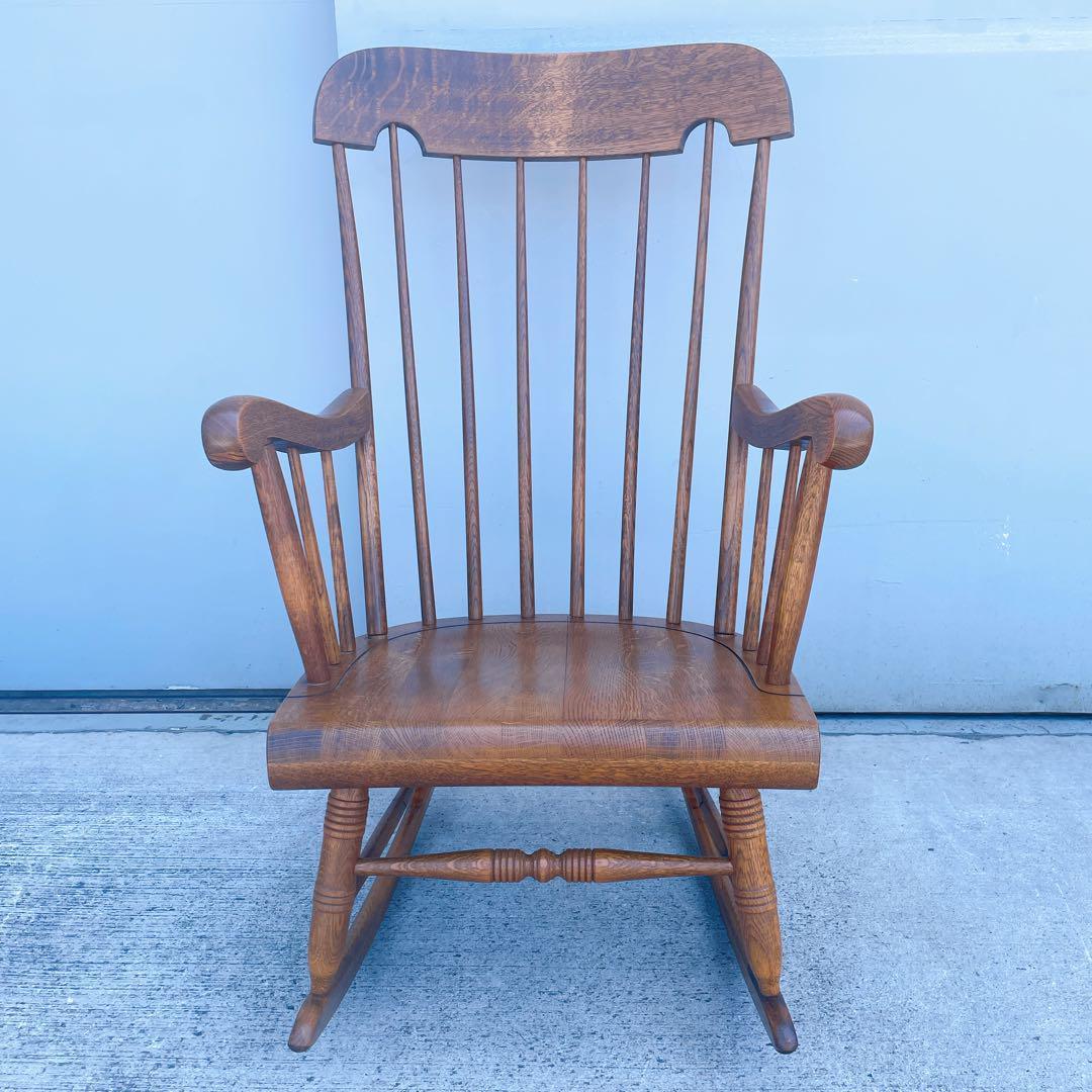 【美品送料込】飛騨産業 キツツキマーク アンティーク 木製ロッキングチェア①
