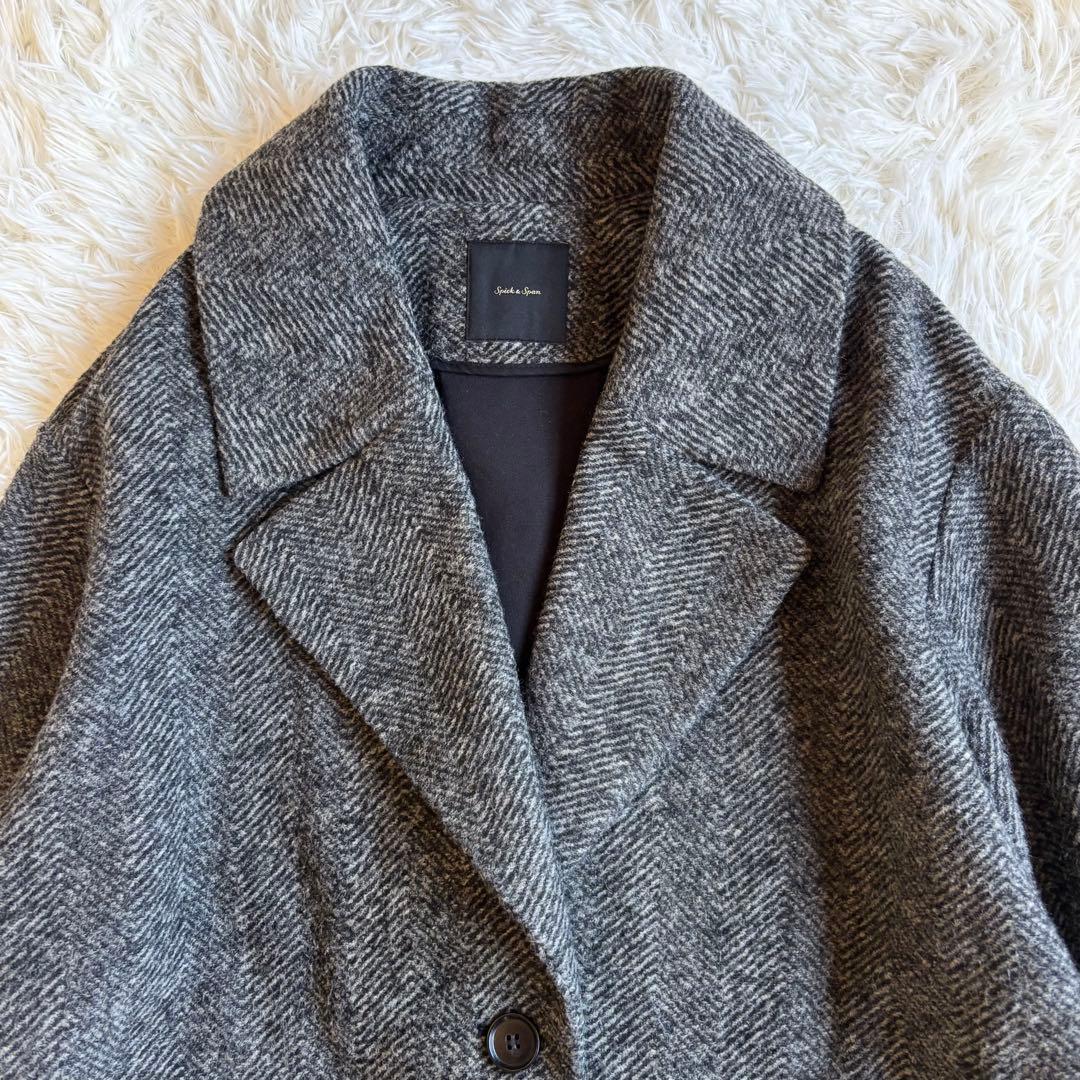 人気✨ スピック＆スパン Wスライバーヘリンボーンミドルコート22AW 38