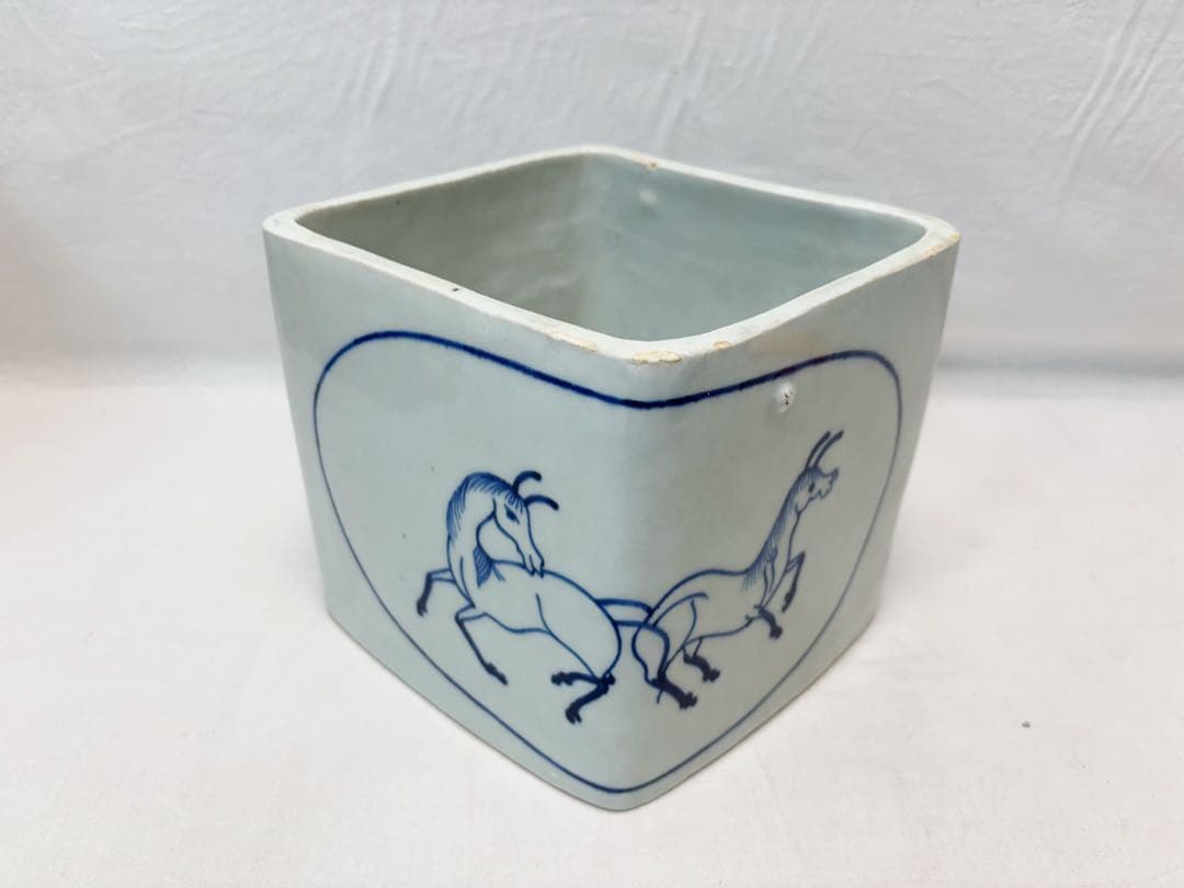 未使用 茶道具 橋田勝博作 輪島塗 塗蓋 染付 菱馬水指 水差し 共箱