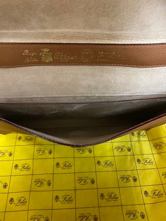 高級 フェリージ Felisi ブリーフケース レザー ピッグスキン コニャック