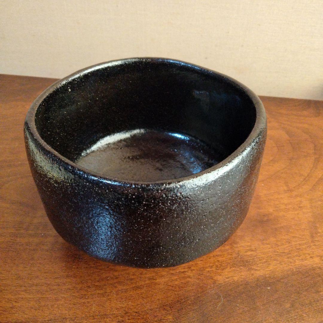 昭楽　赤黒四方茶盌　共箱付　富士　鷹　茄子　お正月