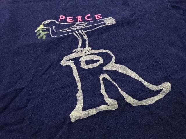 45R ピースバードプリントの90845星Tシャツ インディゴ サイズL