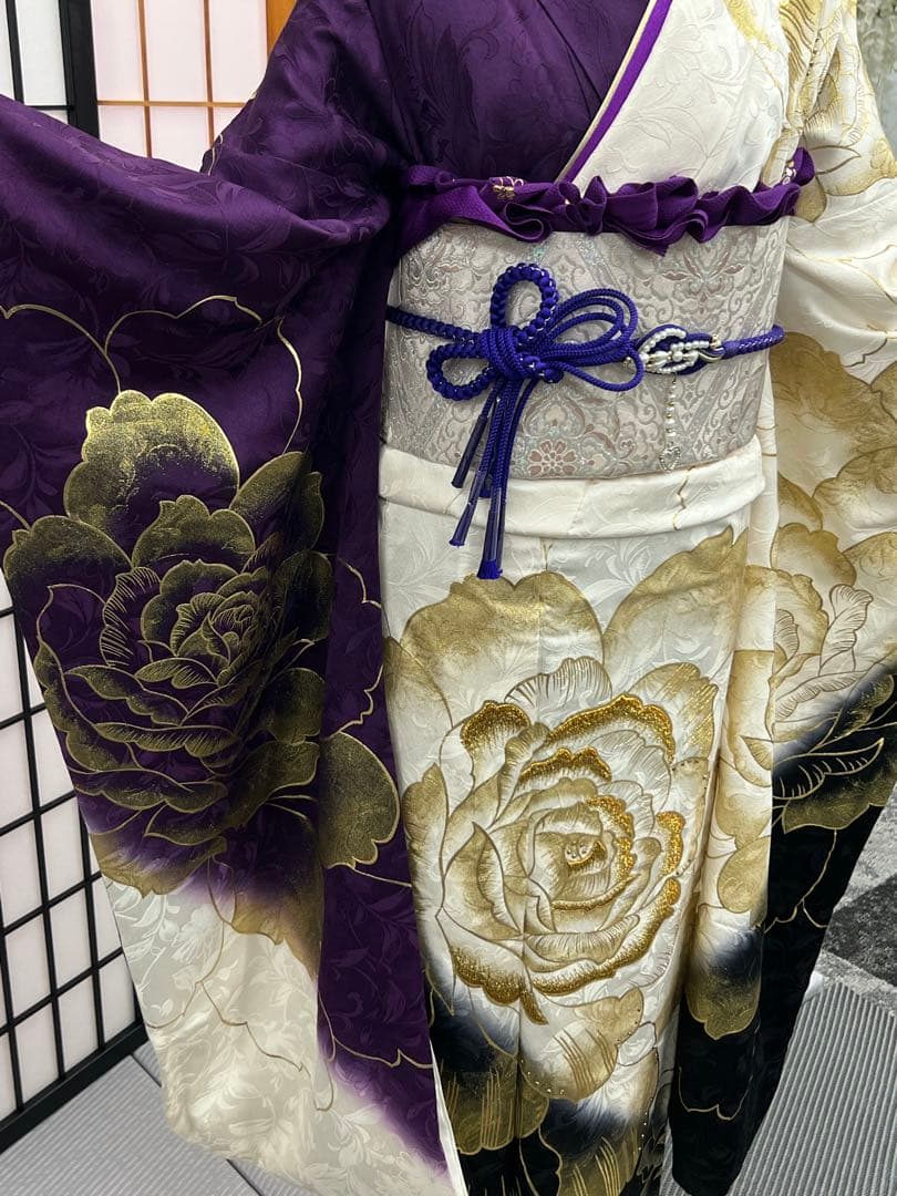 コキンですumean成人式 正絹振袖セット+着付け小物、襦袢セット