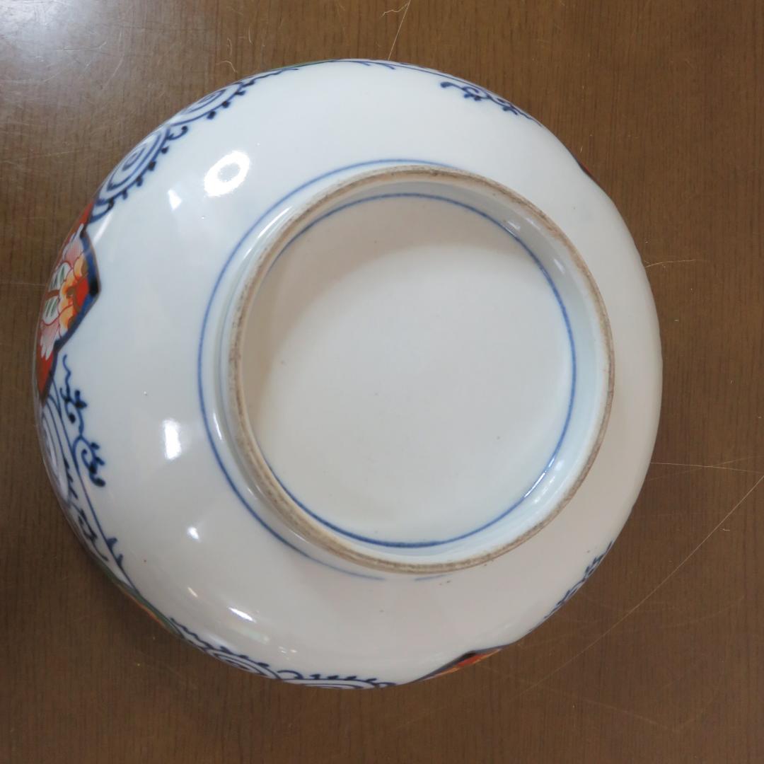 鉢 丼 2つ 色絵付 染付 古伊万里 鳥 牡丹 唐草 江戸 明治