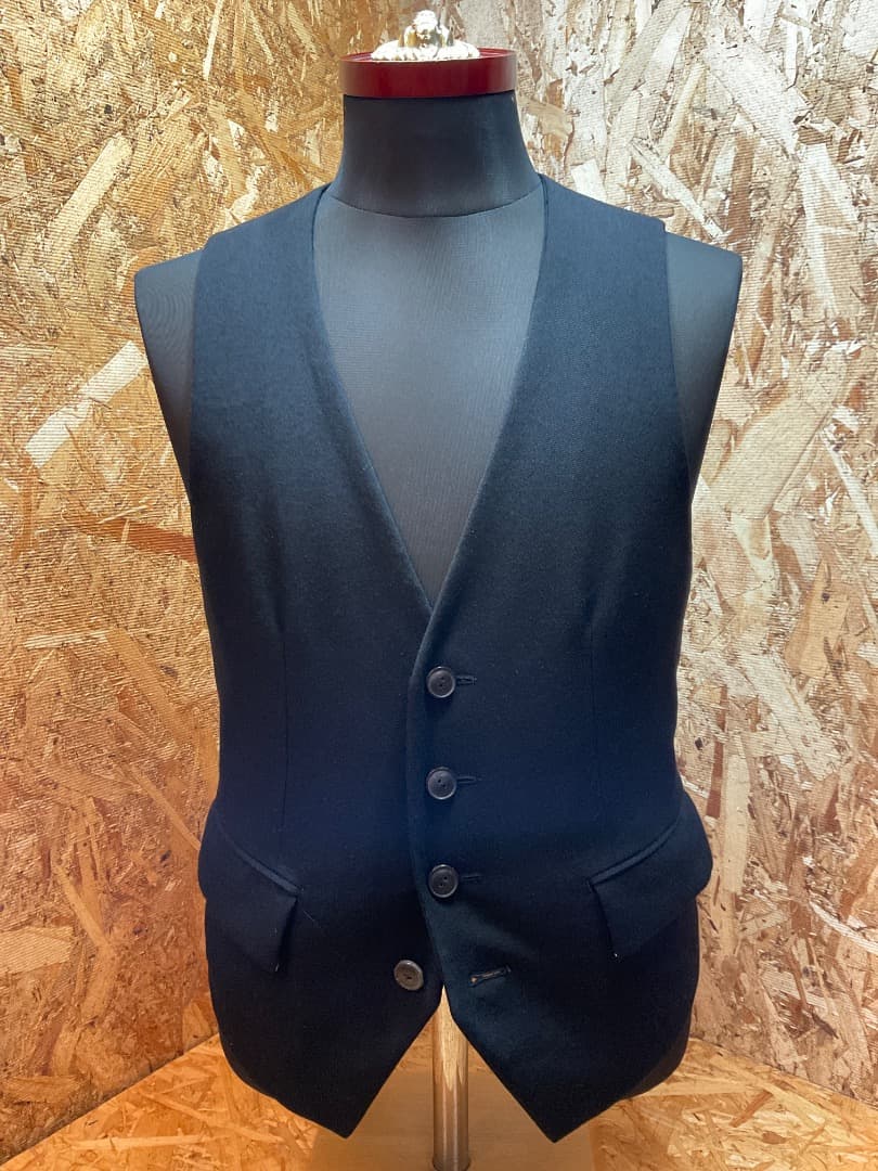 ナンバーナイン 日本製 裏地音符柄 ウールベスト ジレ size M