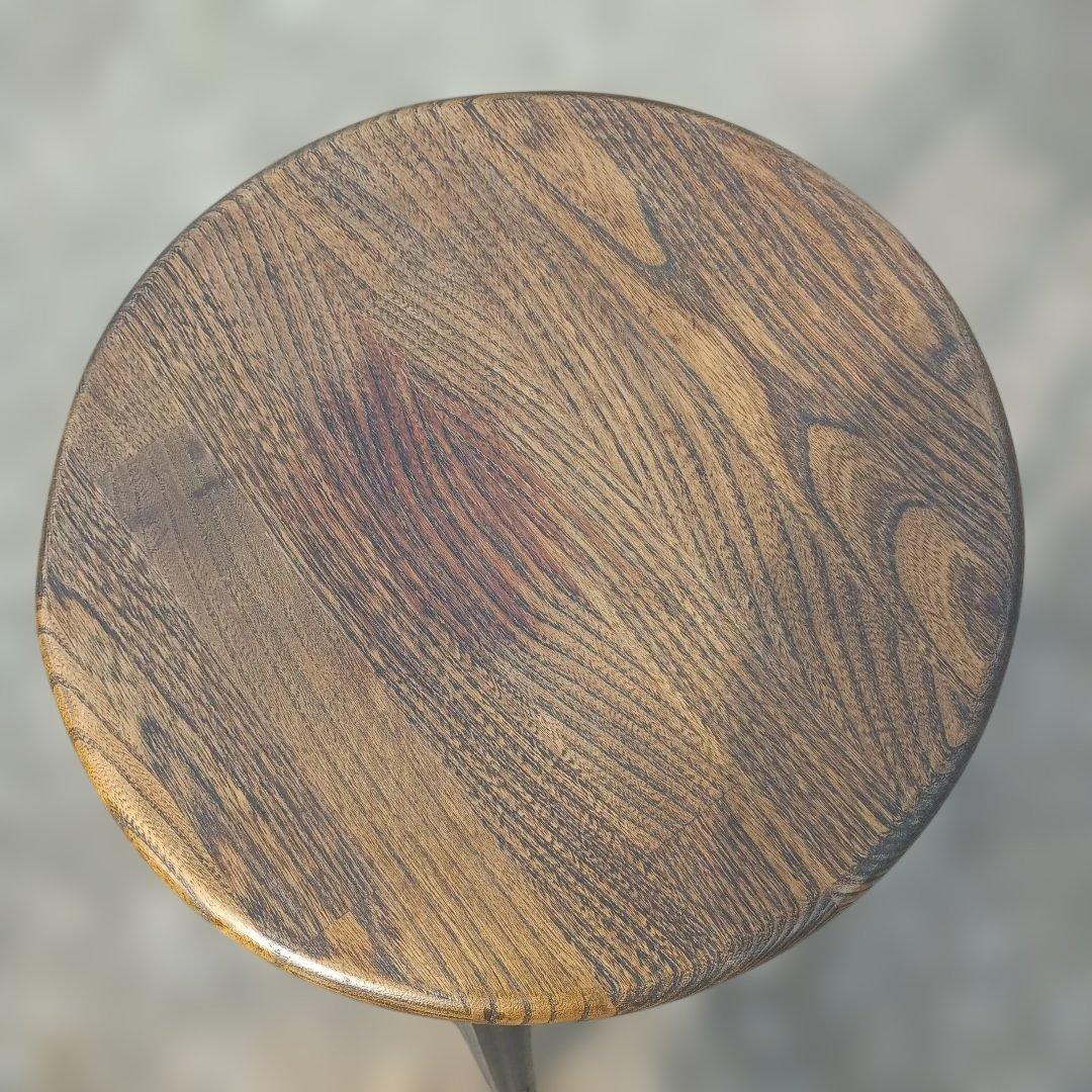 S*y様 5004）円形木製座面のアイアンスツール　ヴィンテージ　インダストリア