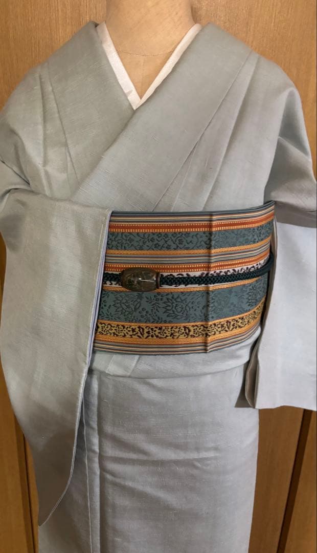 正絹袷　紅花紬調 未使用しつけ糸付き 無地　お洒落八掛 トール裄長