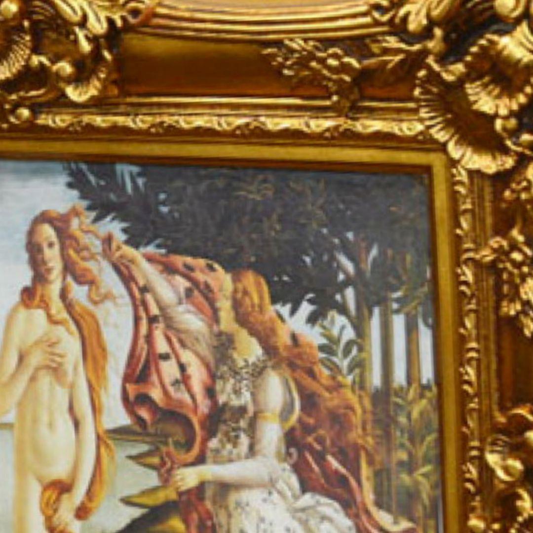 画家サンドロ・ボッティチェッリ作品　ヴィーナスの誕生　良質キャンバス　金箔額縁付