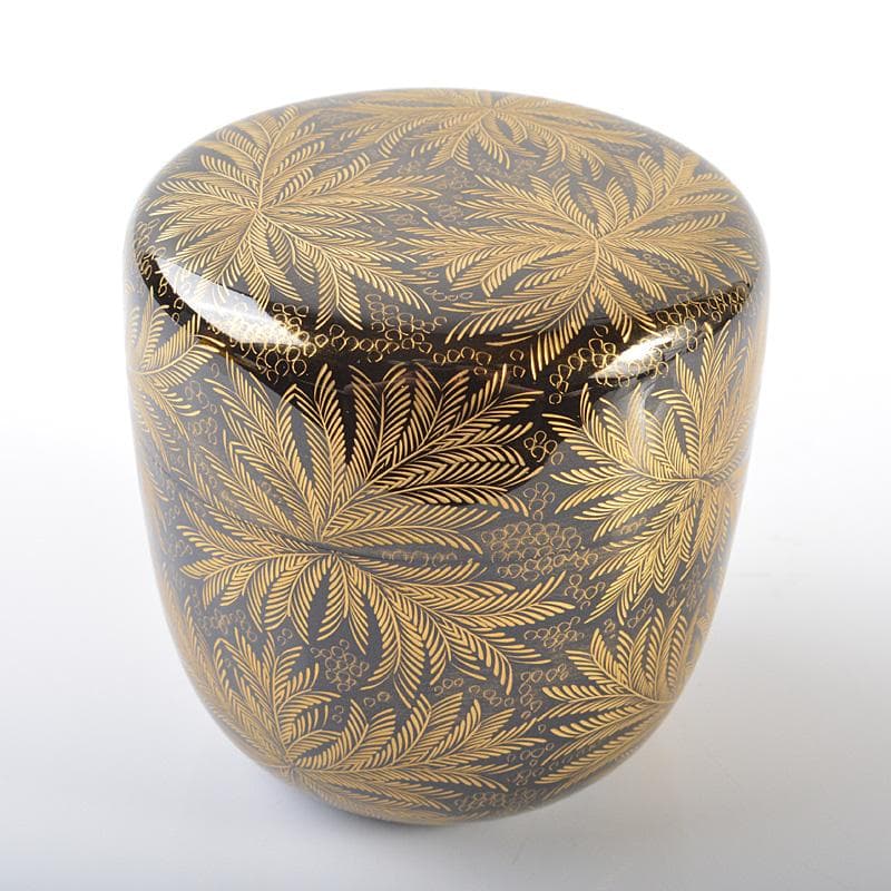 茶道具　漆塗　博堂造　金蒔絵　志のぶ文　棗　共布共箱　V　R6296