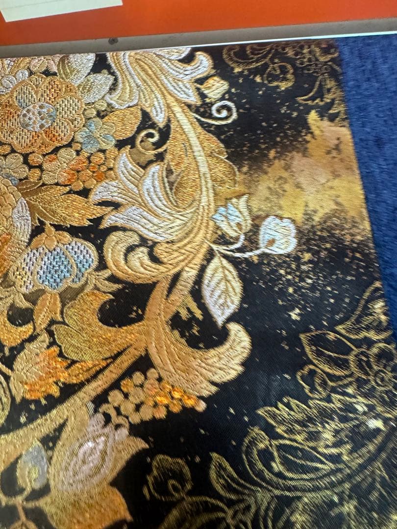 2697袋帯 古代彫金紋 西陣織 金糸　高級上質上品　約440cm 未使用
