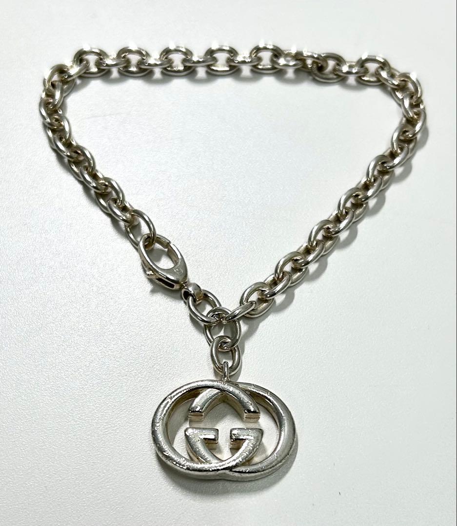 GUCCI シルバー ロゴチャーム ブレスレット SV925 スターリング