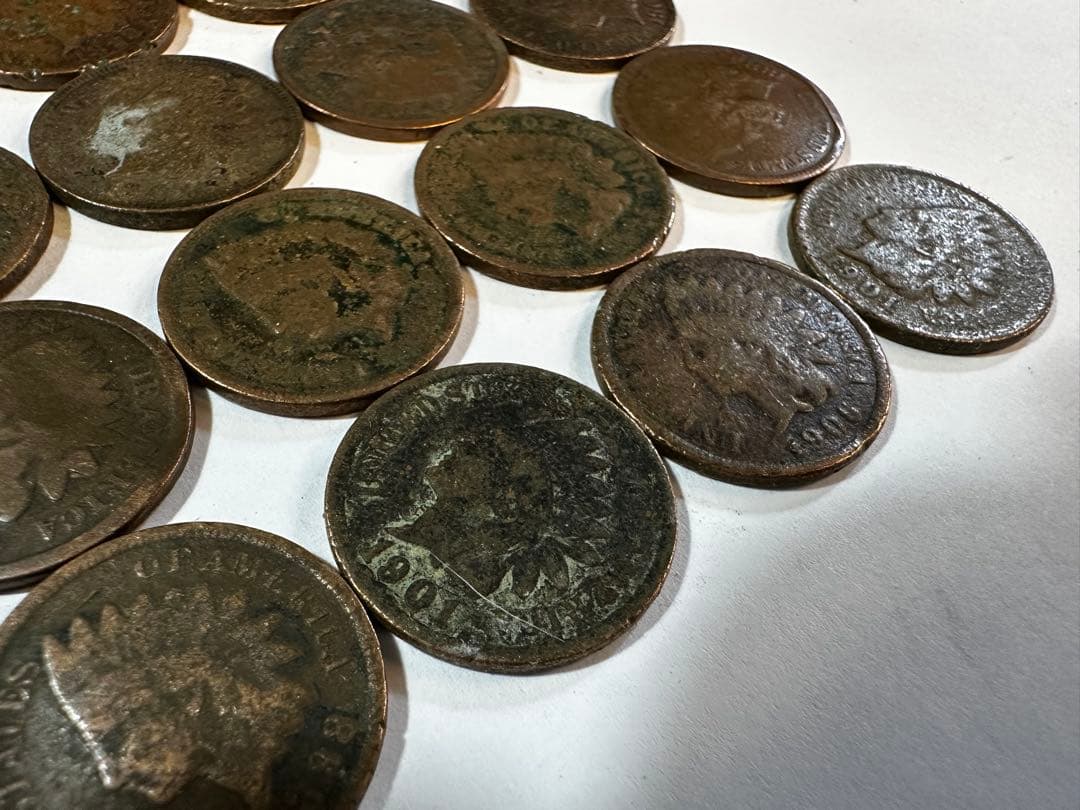 【70枚セット】 アメリカ硬貨 青銅貨 １セント インディアンヘッド ダメージ有