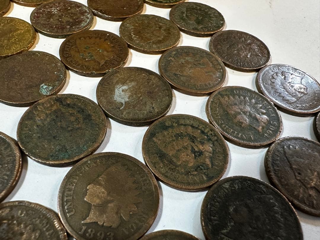 【70枚セット】 アメリカ硬貨 青銅貨 １セント インディアンヘッド ダメージ有