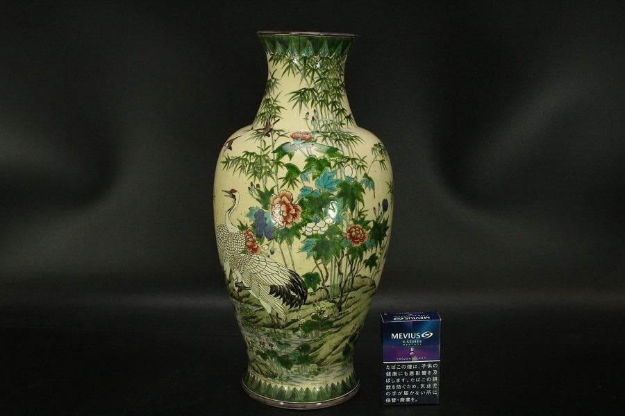 京薩摩 錦光山 細密画 花鳥 花瓶 明治(ZE499)