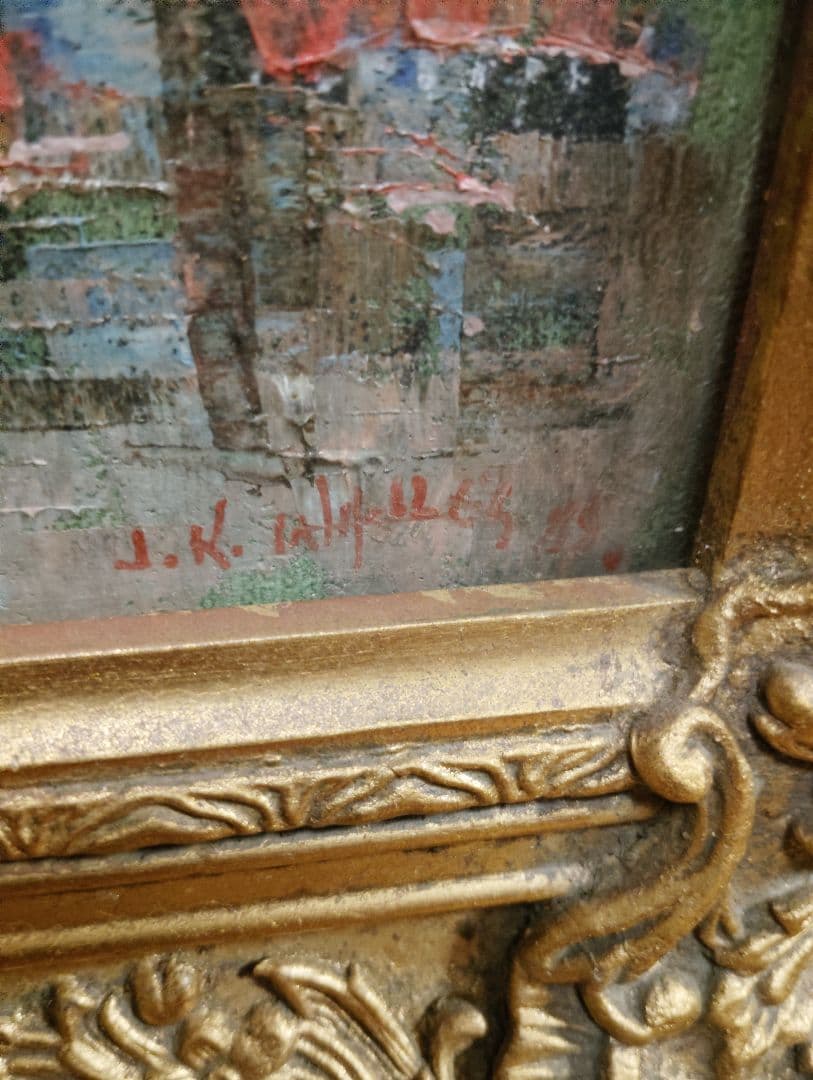 ヨーロッパ　油絵　街並み