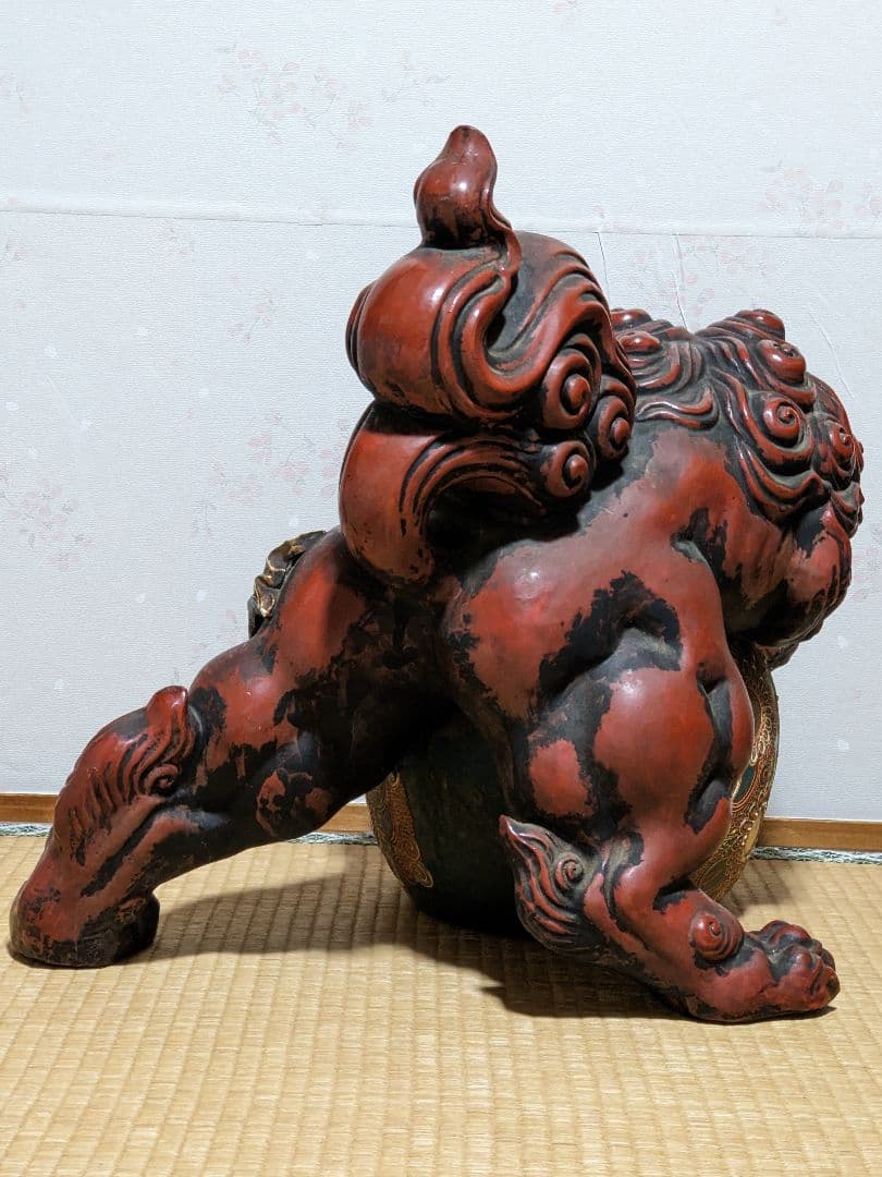 ♦絶品 九谷焼 オブジェ 須栄義造 獅子 狛犬 魔除 厄除 縁起物 置物 骨董品