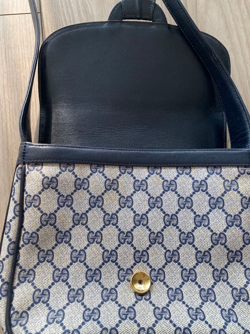 GUCCI GGパターン ショルダーバッグ ネイビー/アイボリー
