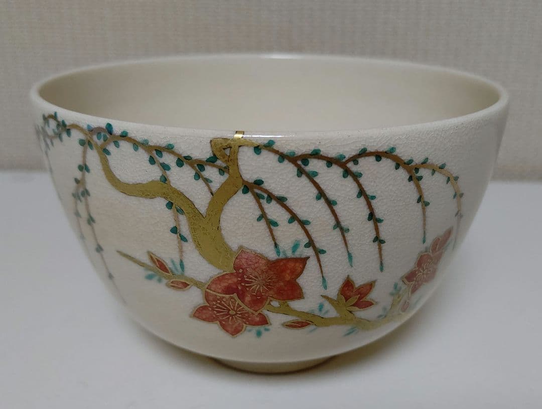 杉田祥平造 色絵仁清立雛画茶碗 清閑寺窯 木箱付 立雛 抹茶茶碗