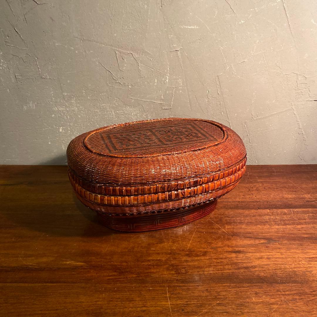 時代物 竹編み 収納籠 茶道具 手作り 骨董品 インテリア小物入れ コレクション