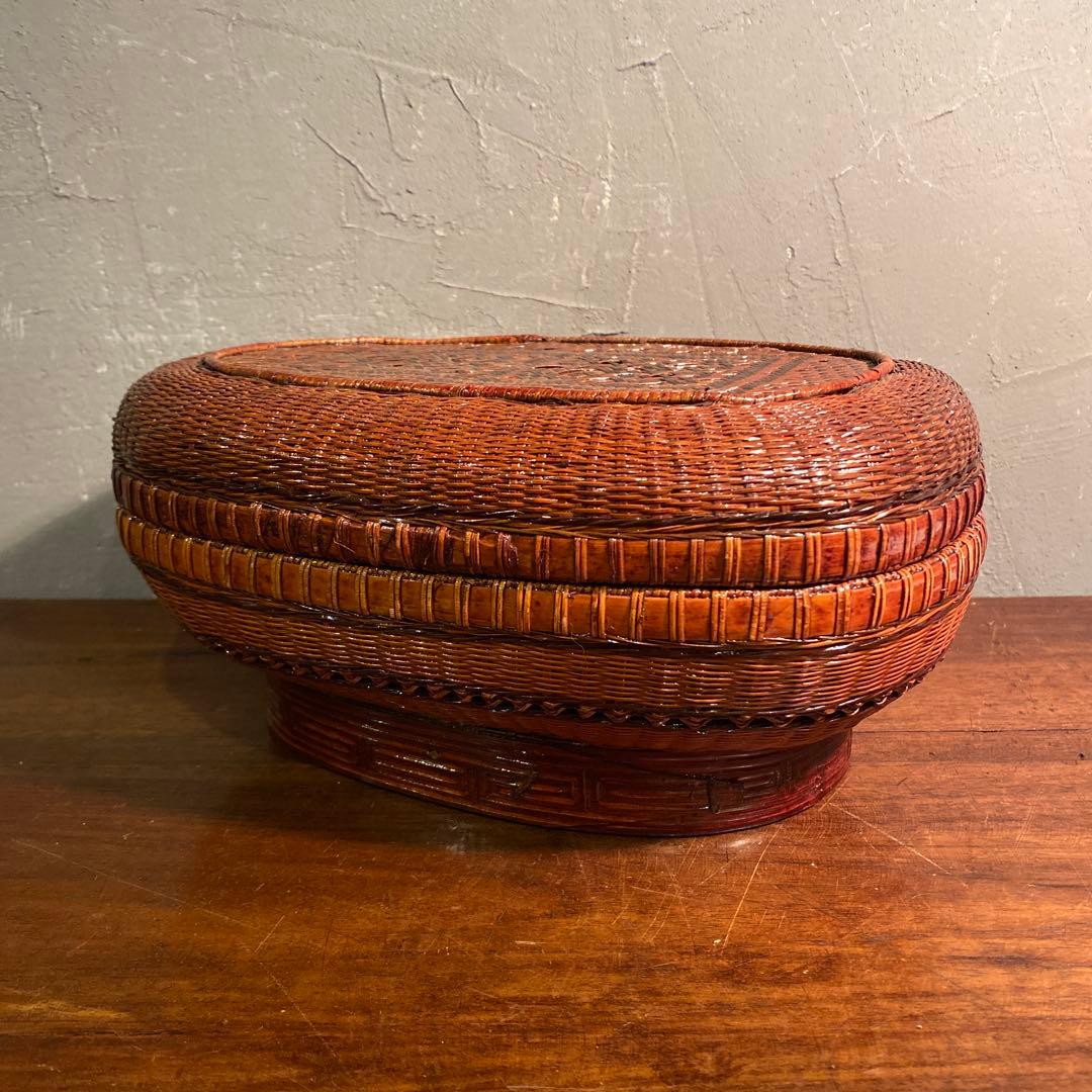 時代物 竹編み 収納籠 茶道具 手作り 骨董品 インテリア小物入れ コレクション