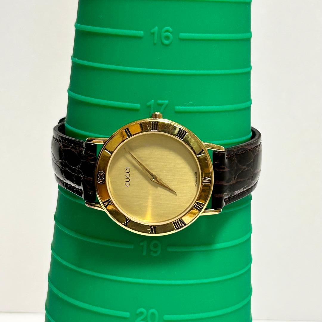 稼働/新品電池/新品ベルト GUCCI グッチ 3000.2.M ゴールド