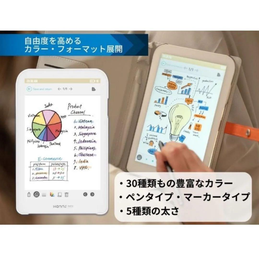 【Hannsnote】カラー表示デジタルノート 電子ノート 1秒で起動 筆圧感知