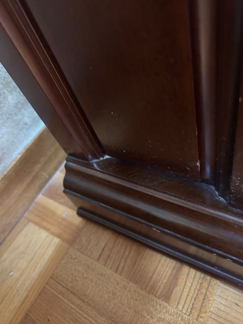 ダークブラウン コーナーガラスケース/カップボード/リビング収納